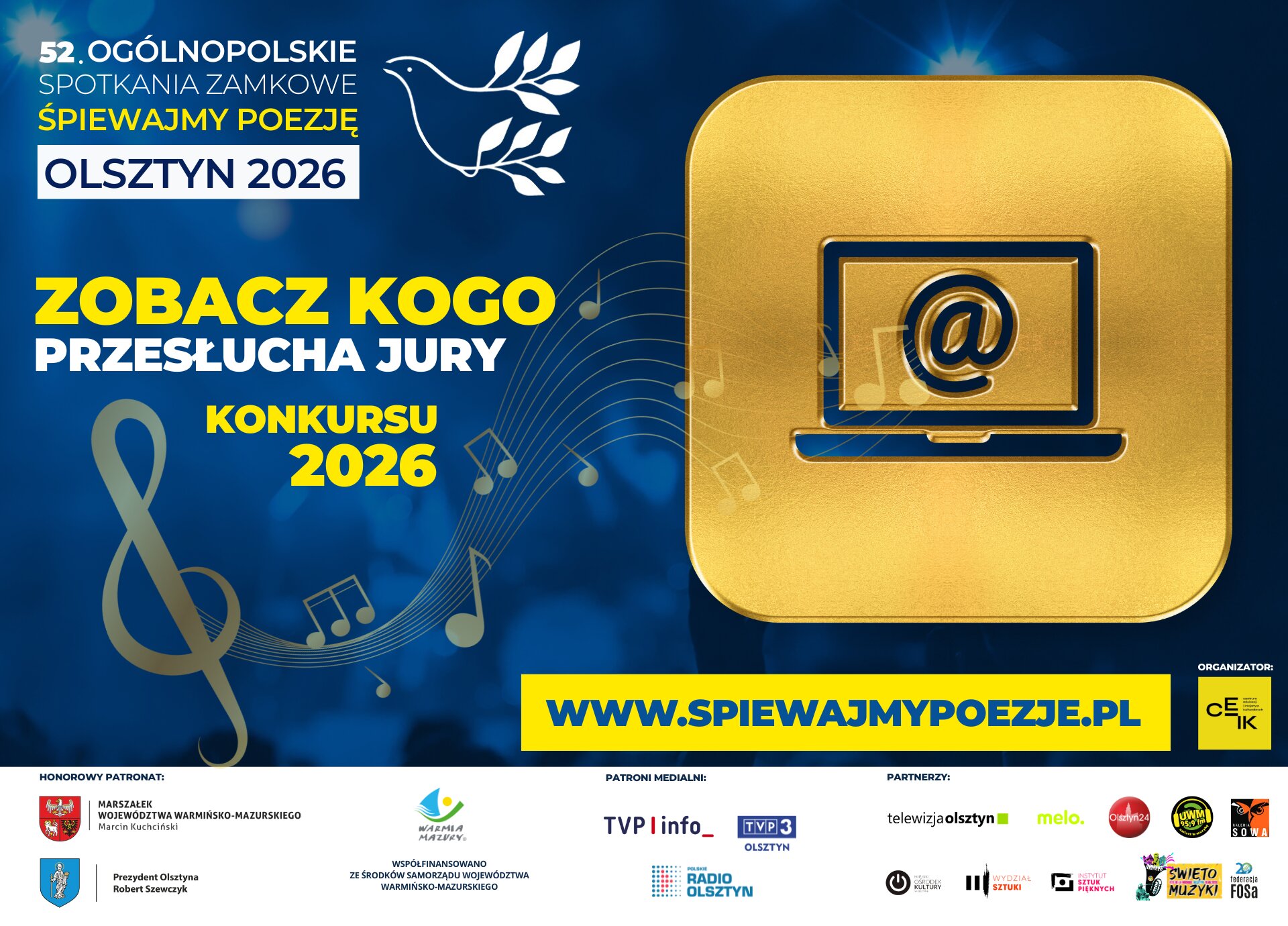 PODSUMOWANIE ZGŁOSZEŃ DO KONKURSU 52. OGÓLNOPOLSKICH SPOTKAŃ ZAMKOWYCH „ŚPIEWAJMY POEZJĘ” W OLSZTYNIE 2026